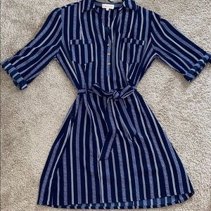 NAVY BLUE WITH WHITE STRIPPED DRESS